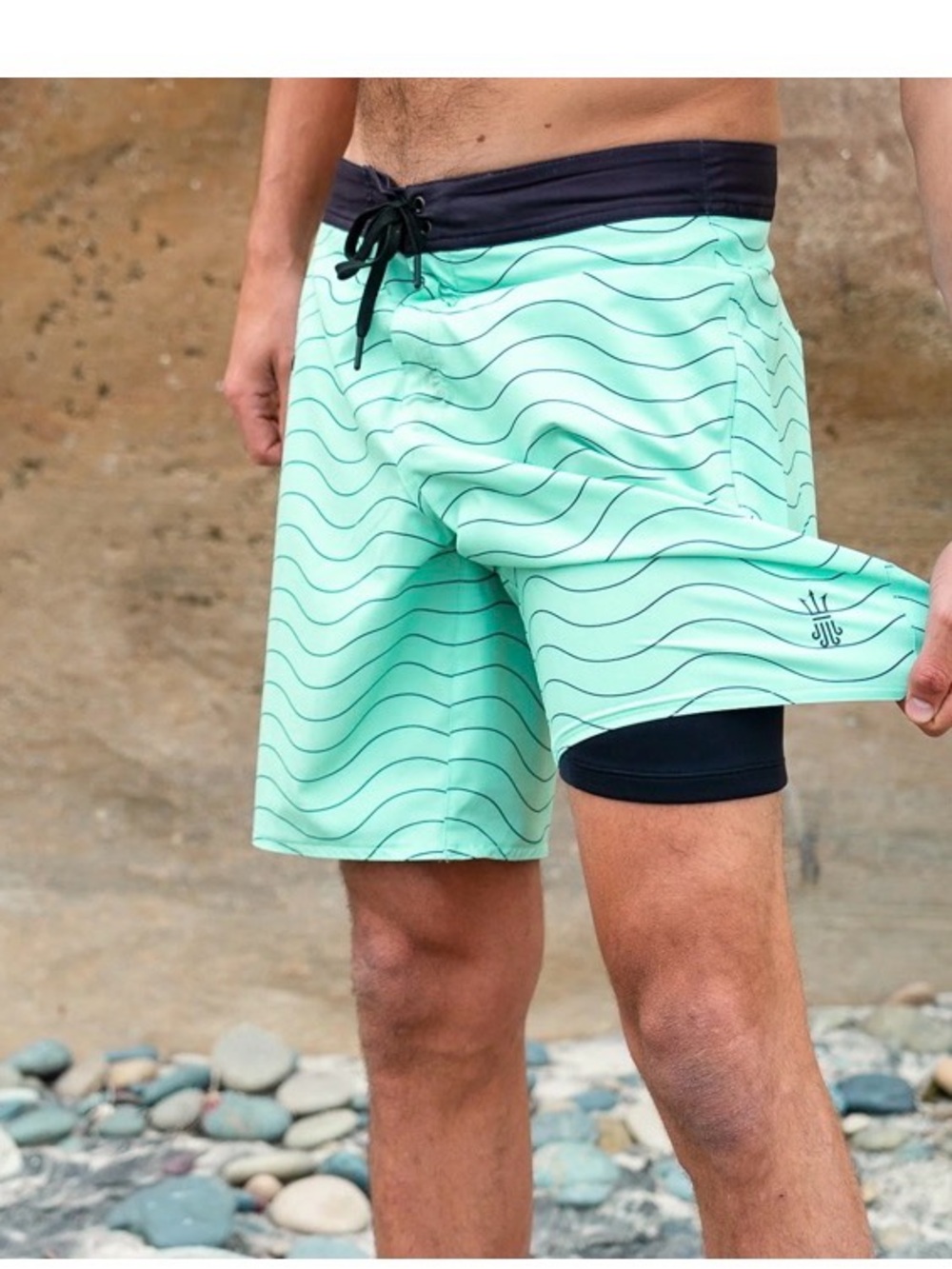 Driftline Mens Original Drifties Board Short Swim Trunks Wetsuit Lined Teal 34